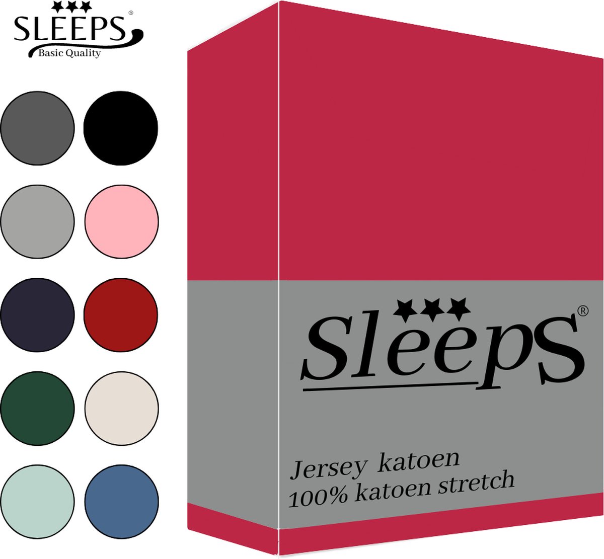 Sleeps Jersey Hoeslaken - Fuchsia Lits-Jumeaux 200x200/220 cm - 100% Katoen - Hoge Hoek - Heerlijk Zacht Gebreid - - Strijkvrij - Rondom elastiek - Stretch -