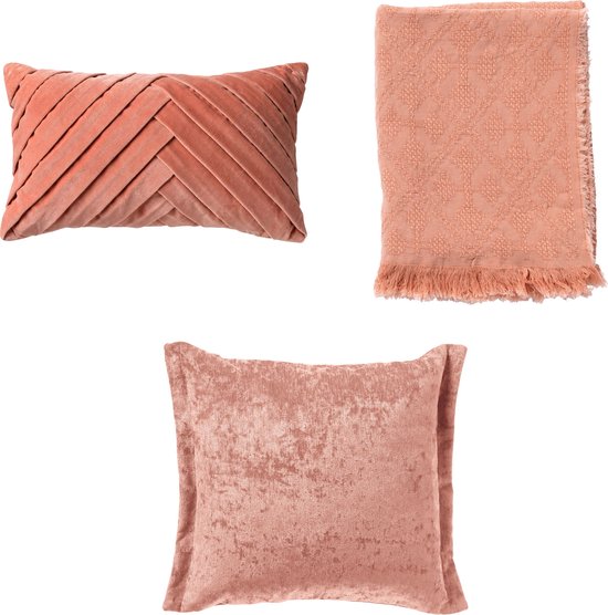 Dutch Decor VOORDEELSET - Femm & Lewis & Belle - Muted Clay - roze | Set van 3 stuks - Inclusief binnenkussen