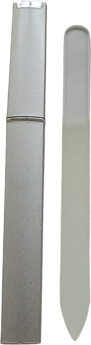 Glazen Nagelvijl Zilver - 1 Stuk - Glasvijl met opbergdoosje - Manicure - oDaani