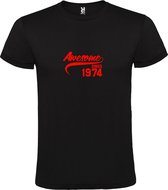 Zwart T-Shirt met “Awesome sinds 1974 “ Afbeelding Rood Size XXXXL