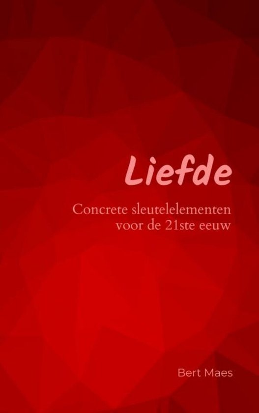 Boek 'Liefde: Concrete sleutelelementen voor de 21ste eeuw' door Bert Maes op een rode achtergrond.