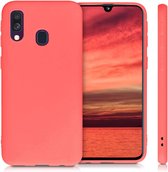 Hoesje Geschikt Voor Samsung Galaxy A10S Hoesje - Fluweelzachte Microvezel Siliconen Back Cover – Koraal