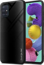 Cadorabo Hoesje geschikt voor Samsung Galaxy A51 4G / M40s in OPAAL ZWART - Beschermhoes gemaakt van TPU silicone Case Cover en achterkant van gehard glas