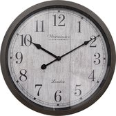 HAES DECO - Horloge Murale Ø 40x4 cm Marron Grijs Plastique Glas Westminster Clock Company London Wall Clock
