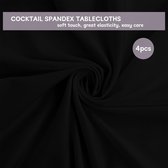 4 stuks cocktail-stretch tafelkleden, 60 x 110 cm, spandex-stretch, vierkante hoektafelkleden, zwarte cocktailtafelkleden, ronde tafelkleden voor bruiloft, verjaardag, feest, banket enz