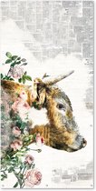 Schuttingposter Schotse hooglander - Verf - Bloemen - 100x200 cm - Tuindoek