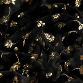 Springos Plaid | Sprei | Deken | 200 x 150 cm | Pluche | Plant | Zwart/ Goud