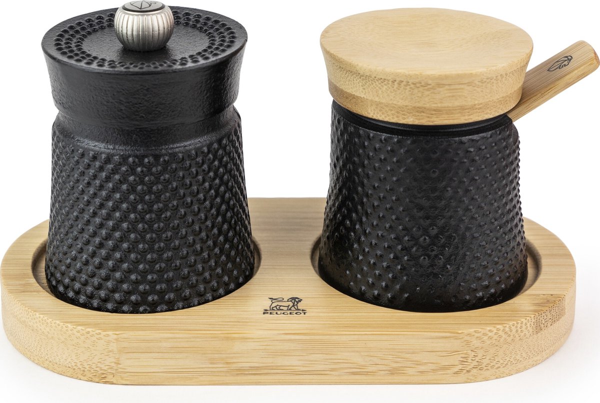 Peugeot Bali Fonte Geschenkkoffer Pepermolen Zoutpotje 8 cm Zwart