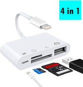 De Beste Gadgets iPhone / iPad Cardreader 4 en 1 - Carte SD / Carte MicroSD / Connecteur USB / Lightning - Lecteur de carte pour iPhone et iPad