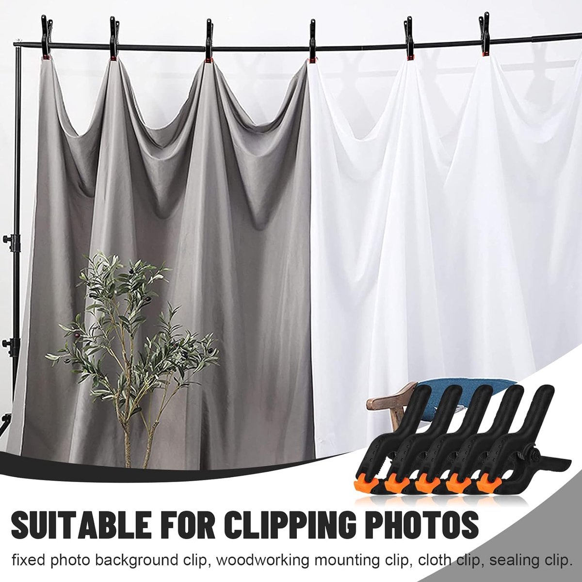 4 stuks metalen veerklemmen Heavy Duty, grote markt kraam clips met rubberen gecoate getipt grip voor camping dekzeil houtbewerking ambachten, zilver, 6 inch