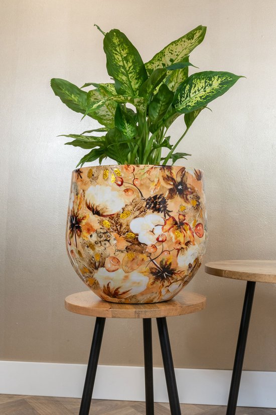 Collection TS - Pot de fleurs Crème de Cotton - 21x16 - Métal et époxy - Articles pour la maison exclusifs pour l'intérieur - Handgemaakt - Impression unique - Conçu par Lammie