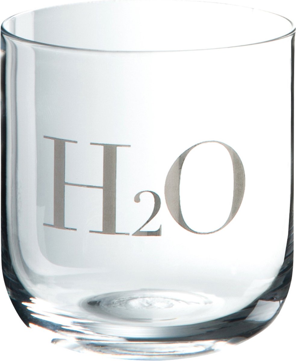 J-Line glas h2o - glas - transparent/zilver - 6 stuks