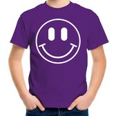 Bellatio Decorations Verkleed shirt jongens - smiley - paars - carnaval - feestkleding voor kinderen 158/164