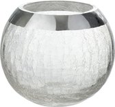 J-Line kaarshouder Bol Craquele - glas - transparant/zilver - medium