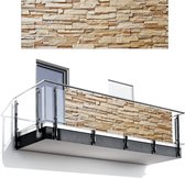 Balkonscherm 300x100 cm - Balkonposter Stenen - Beige - Bruin - Licht - Balkon scherm decoratie - Balkonschermen - Balkondoek zonnescherm