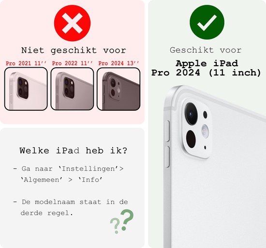 Étui adapté pour iPad Pro 2024 (11 pouces) Étui pour tablette Étui pour tablette à trois volets avec protecteur d'écran - Étui adapté pour iPad Pro 2024 11 pouces (7e génération) Étui rigide pour Bookcase - Bleu clair
