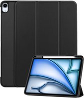 Hoes Geschikt voor iPad Air 2024 (11 inch) Hoes Book Case Hoesje Trifold Cover Met Uitsparing Geschikt voor Apple Pencil - Hoesje Geschikt voor iPad Air 6 (11 inch) Hoesje Bookcase - Zwart