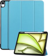 Hoes Geschikt voor iPad Air 2024 (11 inch) Hoes Luxe Hoesje Case Met Uitsparing Geschikt voor Apple Pencil - Hoesje Geschikt voor iPad Air 6 (11 inch) Hoes Cover - Lichtblauw