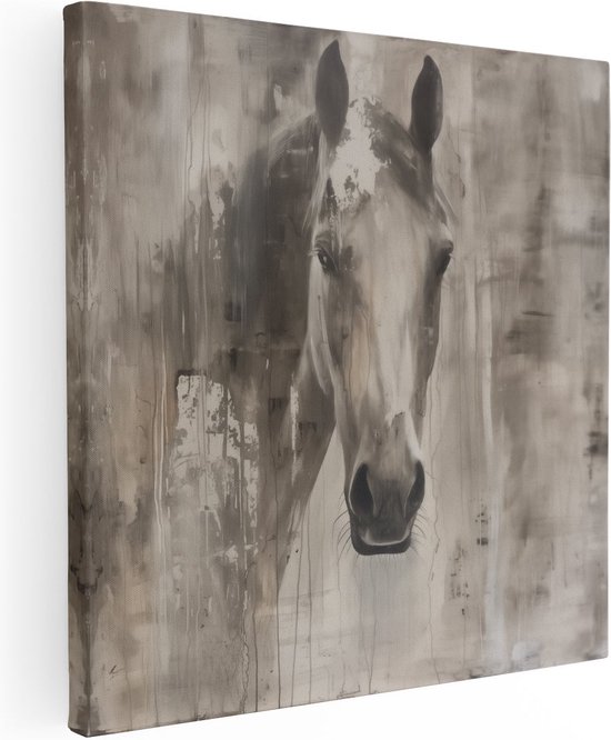 Artaza Canvas Schilderij Kunstwerk van een Paardenhoofd - 90x90 - Groot - Foto Op Canvas - Canvas Print