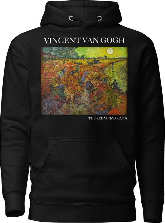 Vincent van Gogh 'De Rode Wijngaard' ("The Red Vineyard") Beroemd Schilderij Hoodie | Unisex Premium Kunst Hoodie | Zwart | XL