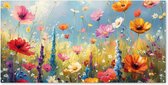 Tuinposter 200x100 cm - Tuindecoratie Bloemen - Natuur - Botanisch - Kunst - Poster voor in de tuin - Buiten decoratie - Schutting tuinschilderij - Tuindoek muurdecoratie - Wanddecoratie balkondoek