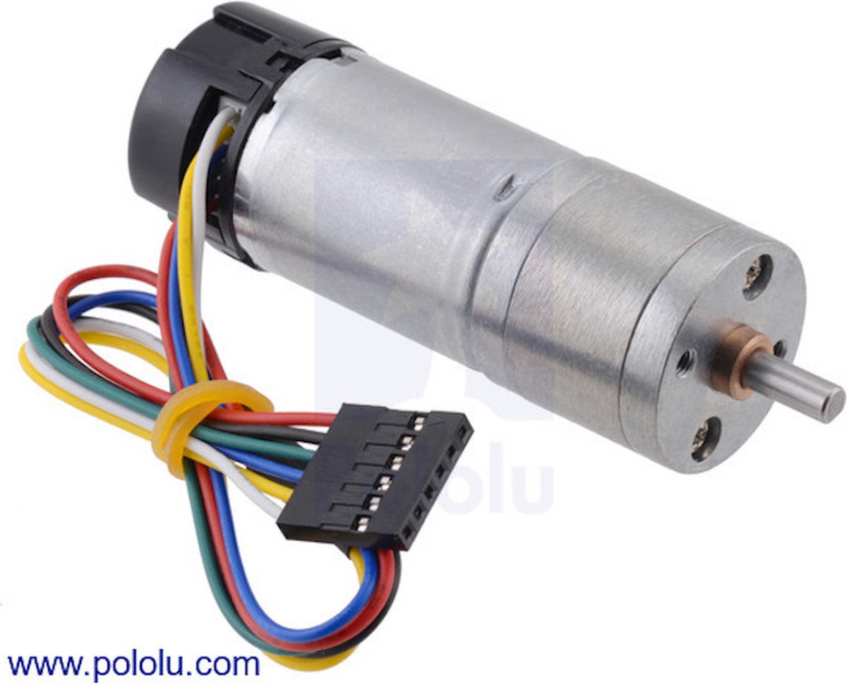20.4:1 Metal Gearmotor 25Dx65L mm HP 12V with 48 CPR Encoder Pololu 4843