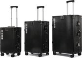 A To Z Traveller Safralu - Kofferset 3-delig - Luxe Aluminium - Zwart - TSA Slot