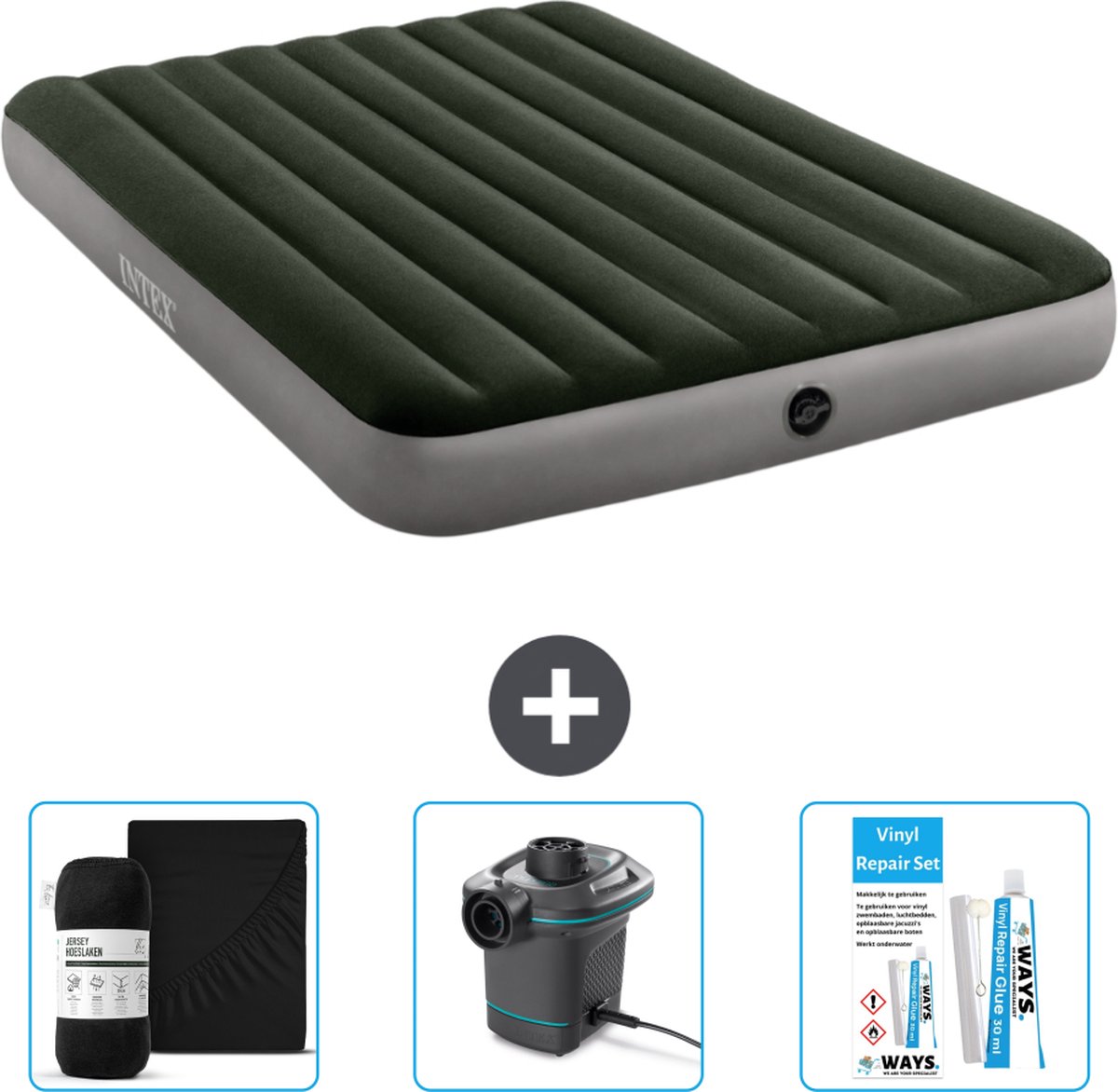 Intex Luchtbed - 2-Persoons - 152 x 203 x 25 cm - Groen - Inclusief Accessoires CB8