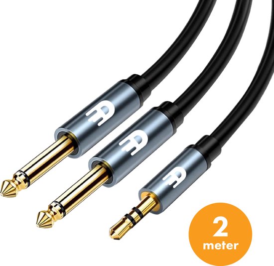 Drivv. Premium 3,5 mm Jack naar Dual 6,35 mm kabel - 2 meter