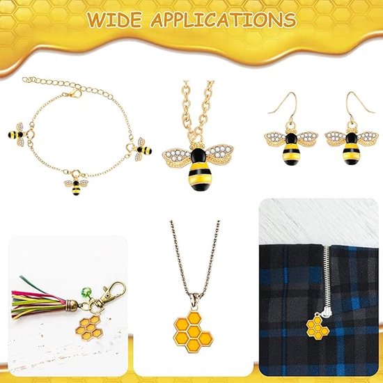 10 stks Emaille bee honing leuke Charm vergulde hanger DIY voor Armband Oorbellen Sleutelhanger Creatieve DIY Sieraden Maken Accessoires - België