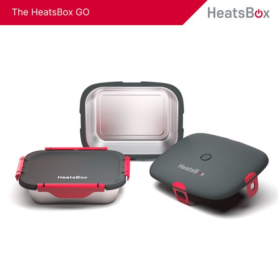 Faitron HeatsBox GO - Boîte à lunch électrique - Fonctionne sur piles - Acier inoxydable - Différents compartiments - Avec application pour smartphone - 220V - Pour repas chauds
