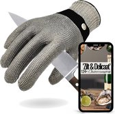 TEN® Oyster Glove en acier inoxydable Taille S avec gant intérieur + 41 recettes d'huîtres eBook et carte-cadeau - Gants tactiques - Gants résistants aux coupures - Zwart