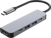 POWERR - USB-C Adapter Hub - 5-in-1 Docking Station - USB-C naar HDMI - USB-C Opladen - Data-Hub Aluminium
