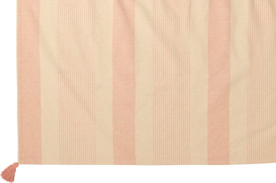 J-Line plaid Mik - katoen - wit/roze - 130 x 180 cm