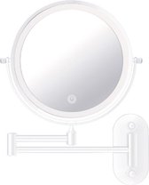 Make-up spiegel wand 5x vergrotend met dimbare LED verlichting mat wit