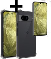 Hoesje Geschikt voor Google Pixel 8a Hoesje Shockproof Case Siliconen Met Screenprotector - Hoes Geschikt voor Google Pixel 8a Hoes Cover Siliconen - Transparant