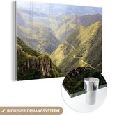 MuchoWow® Glasschilderij 180x120 cm - Schilderij acrylglas - Kronkelende bergweg Brazilie - Foto op glas - Schilderijen