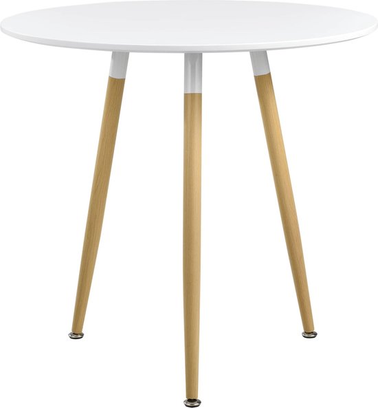 In And OutdoorMatch Design Eettafel Jerod - Ø80x75 cm - MDF - Rond - Wit - Stijlvol Design