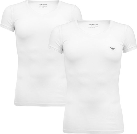 Emporio Armani 2P V-hals shirts stretch wit - XL