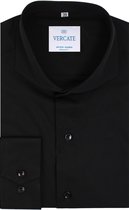 Vercate - Strijkvrij Overhemd - Zwart - Regular Fit - Bamboe Katoen - Lange Mouw - Heren - Maat 42/L