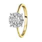 14 Karaat geelgouden ring met 10 diamanten 0,10ct