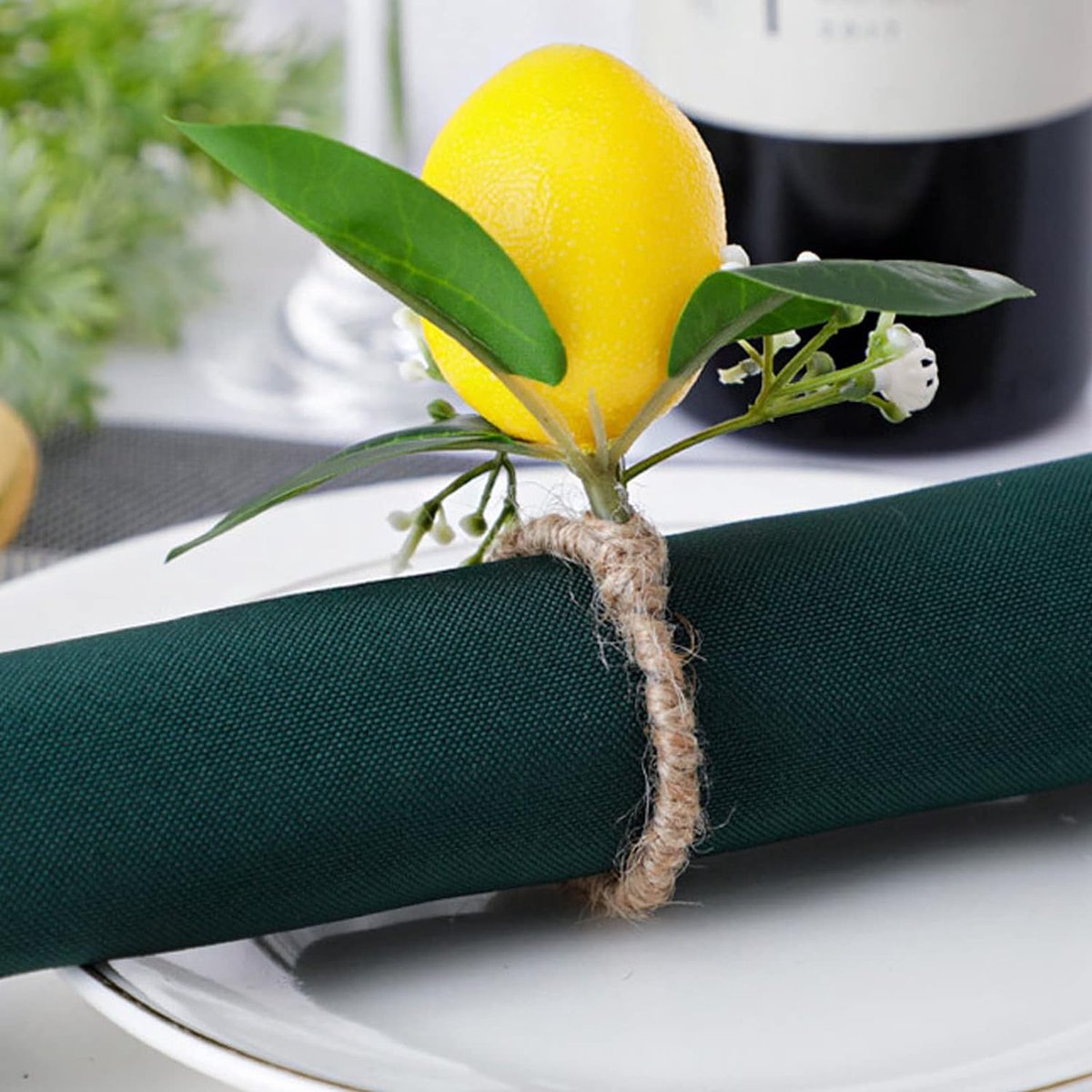 Citroenschijfjes servetringen set van 12, fruit servethouders