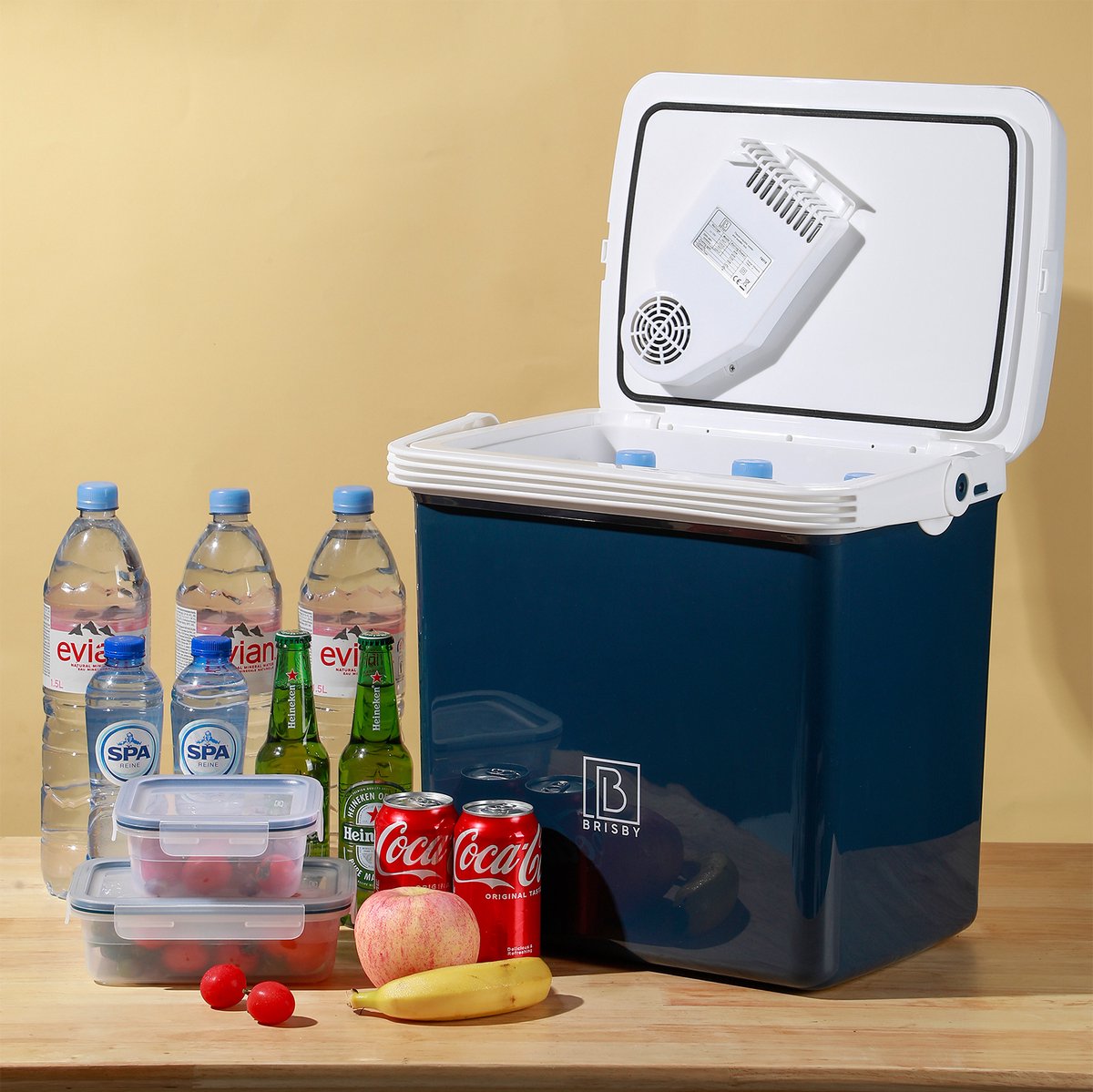 Brisby 25 Liter Elektrische Koelbox, Frigobox Deluxe met 12V, 220/230 Volt Aansluiting voor Auto en Camping – AC/DC - Coolbox - Divider en Deksel vergrendelstand - BLAUW – foto 5