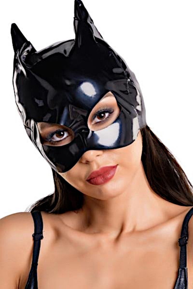 Goedkoopste Glossy Ann Kattenmasker - Wetlook Cat Mask - Zwart - One Size- Sexy Wetlook Cat mask - Zwart One size
