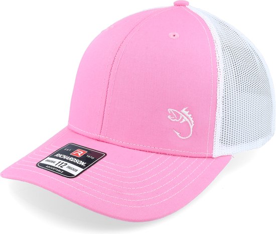 Hatstore- White Fish Hook Logo Pink/White Trucker - Skillfish Cap