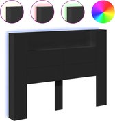vidaXL - Armoire tête de lit - avec - éclairage LED- 140x16,5x103,5 - cm - noir