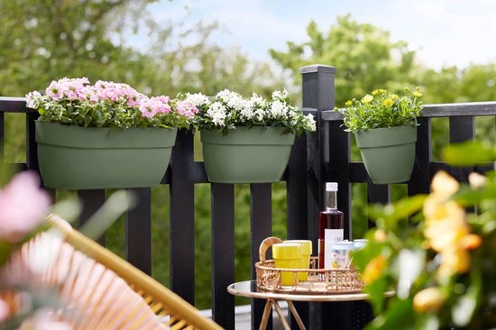 Elho Vibia Campana Easy Hanger M 36 - Planteur pour Balcon & Extérieur - Ø 36.0 x H 26.5 cm - Vert pistache