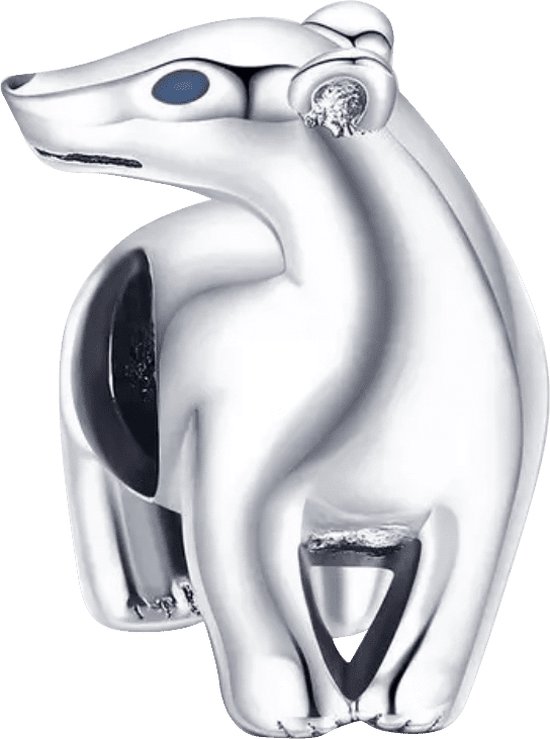 Dieren en Natuur - Zilveren bedels - Bedel ijsbeer | 925 Sterling Zilver - Geschikt voor alle merken - Met 925 Zilver Certificaat - Tip voor Moederdag