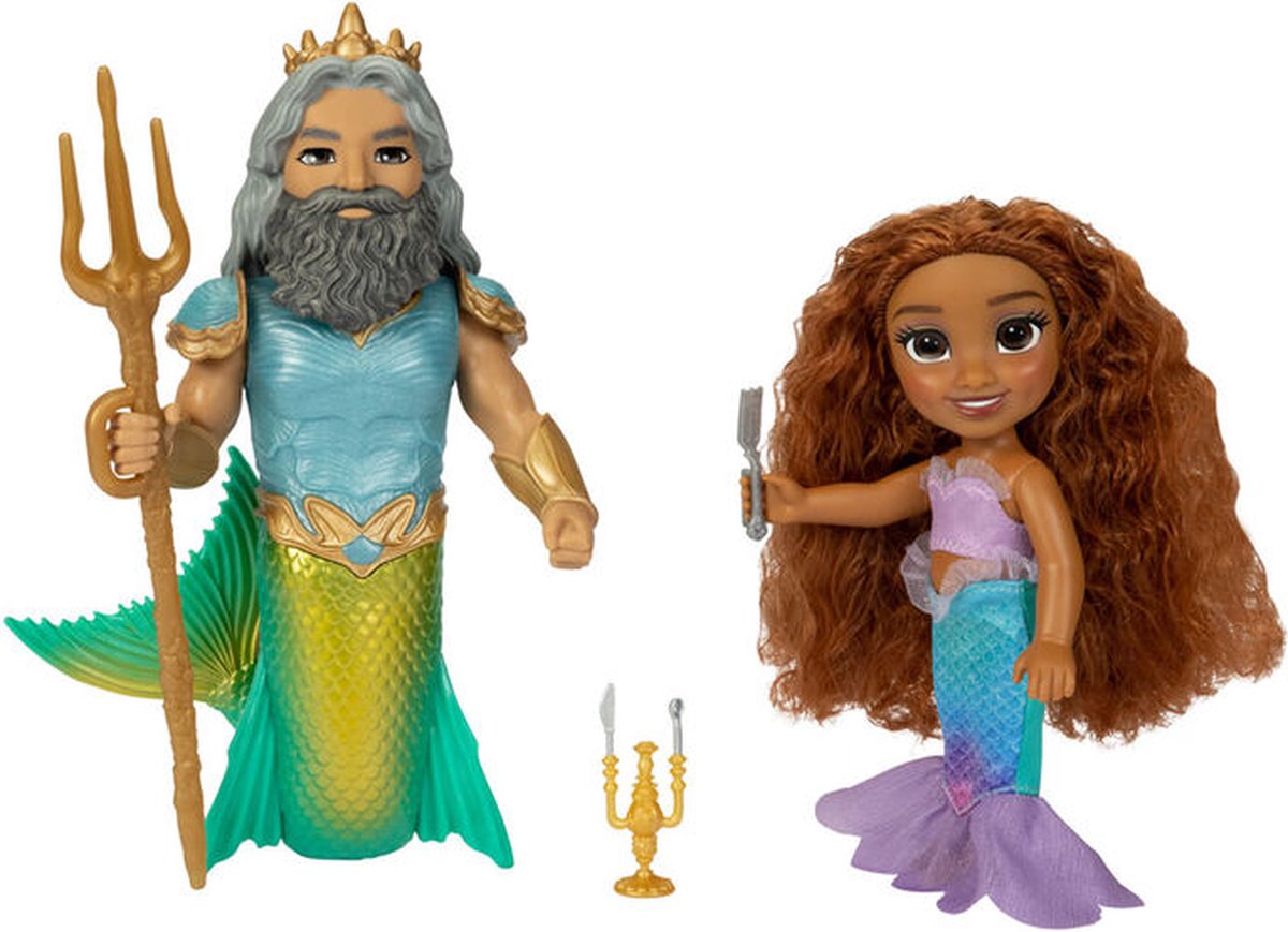 KLEINE ZEERMEERMIN ARIEL EN TRITON 15CM POPPENSET