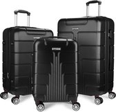 BRUBAKER Hardcase Kofferset Miami - Uitbreidbare Koffers met Cijferslot, 4 Wielen en Handgrepen - 3-delige Reiskofferset met Handbagage - ABS Trolley Koffer (M, L, XL - Zwart)